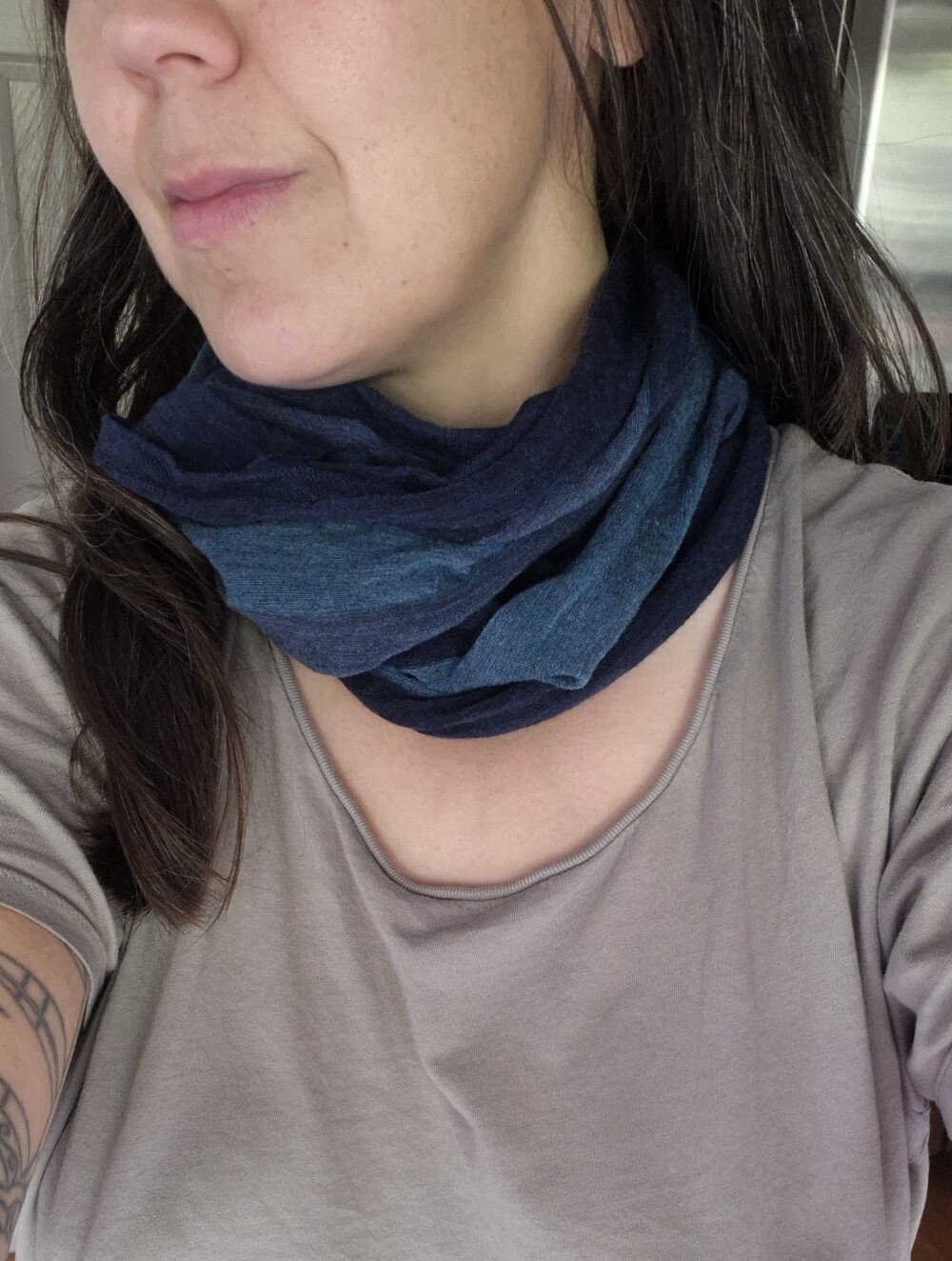 Merino Wool Blue Striped Neck Gaiter / Face Cover - Picture 7 of 10